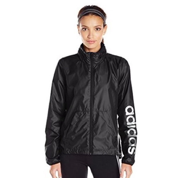 adidas black windbreaker womens